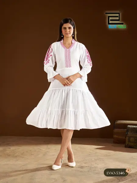 Anna By Blue Hills Rayon Embroidery Ladies Kurtis Wholesale Market In Surat
